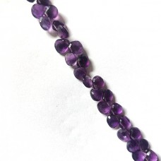 Amethyst 7x7mm heart shape facet briolette beads